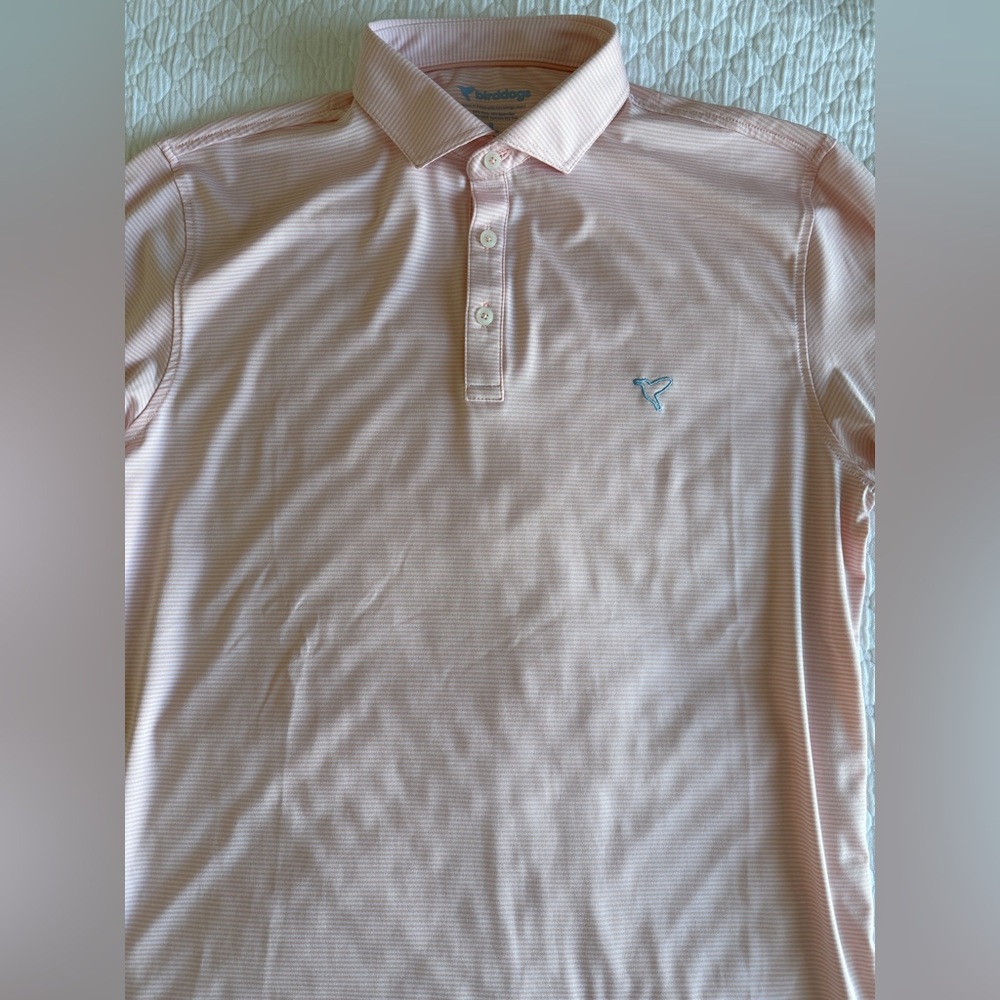 Birddogs Pink and White stripped Polo Shirt - Picture 3 of 4